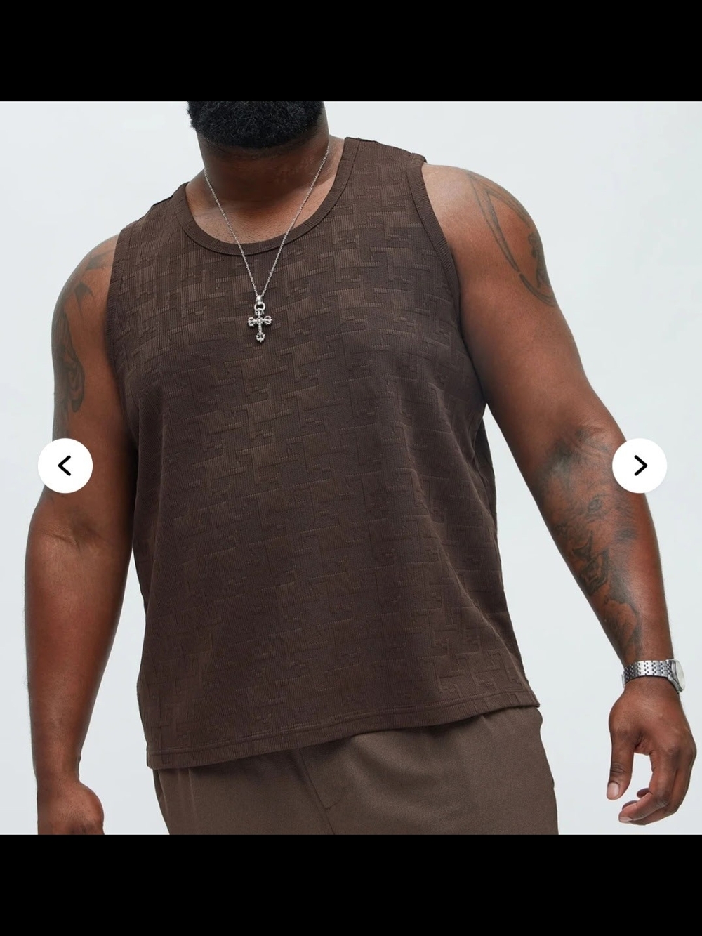 Fashion Nova Men's Chocolate Brown Textured Tank